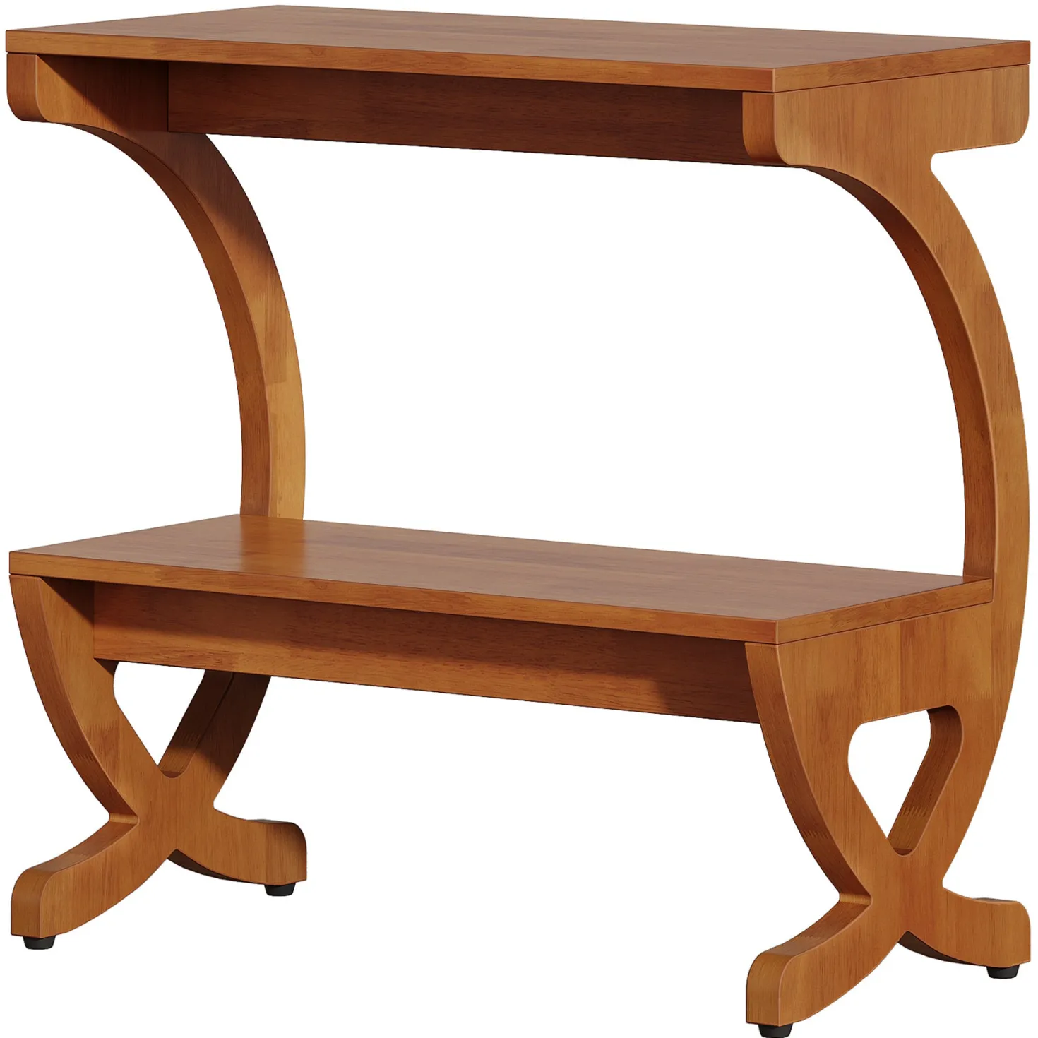 Solid Wood End Table, Narrow 2-Tier Side Table with Storage Shelf