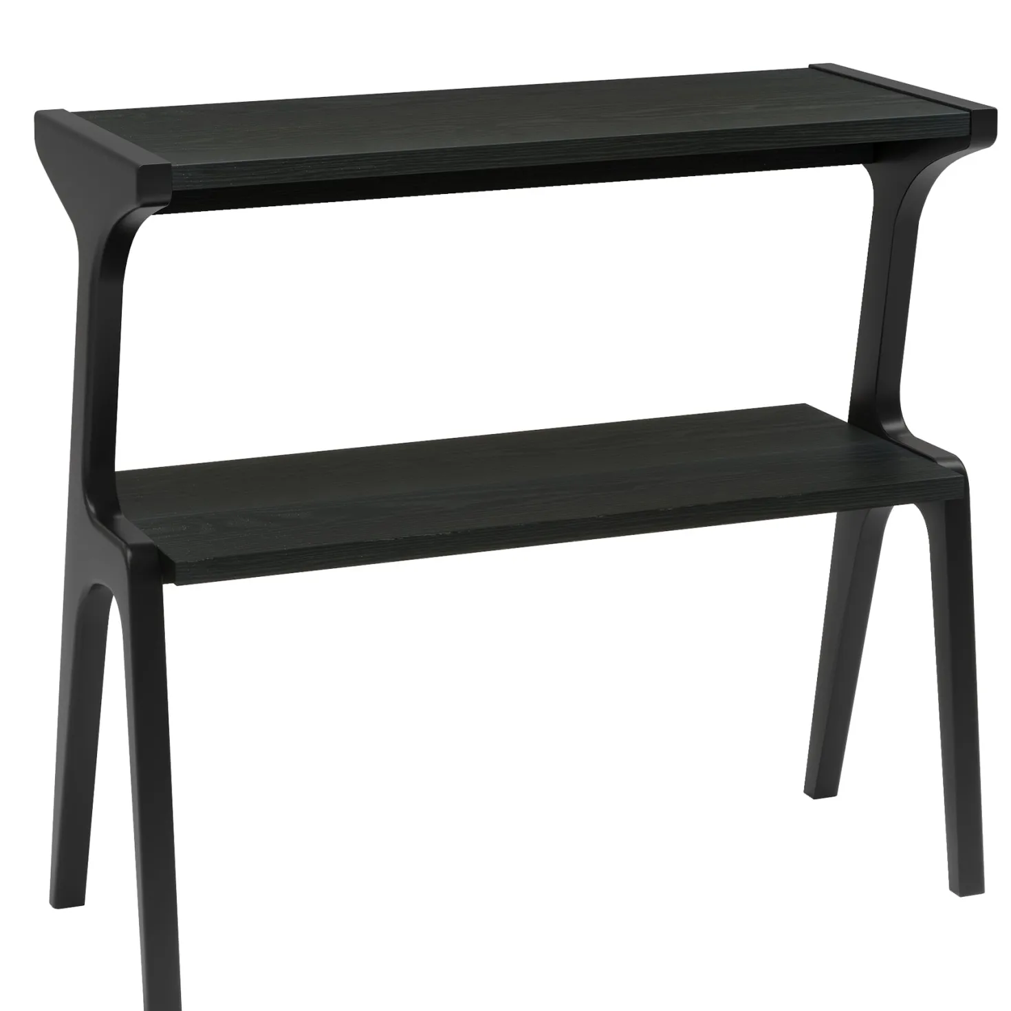 Solid Wood End Table, 2-Tier Sofa Side Table with Storage Shelf
