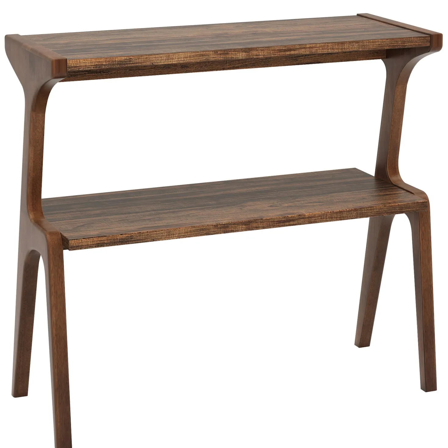 Solid Wood End Table, 2-Tier Sofa Side Table with Storage Shelf