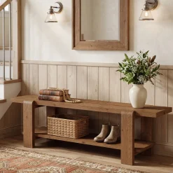 Solid Wood Entryway Bench, 63