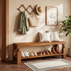 Solid Wood Entryway Bench, 47