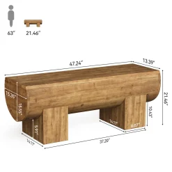 Solid Wood Entryway Bench, 47" Shoe Bench Farmhouse End of Bed Bench