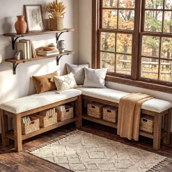 Solid Wood Entryway Bench Set, 55