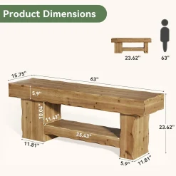 Solid Wood Entryway Shoe Bench, 63