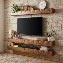 Solid Wood Floating TV Stand, 63