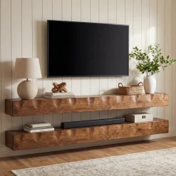 Solid Wood Floating TV Stand, 63