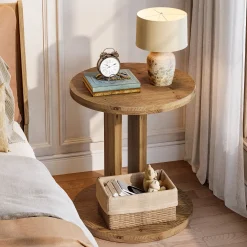 Solid Wood Nightstand, 19.68
