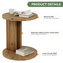 Solid Wood Nightstand, 19.68