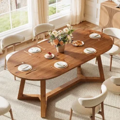 Solid Wood Oval Dining Table, 63