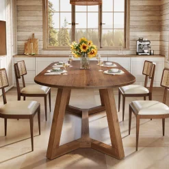 Solid Wood Oval Dining Table, 63