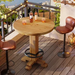 Solid Wood Round Bar Table, 37.4