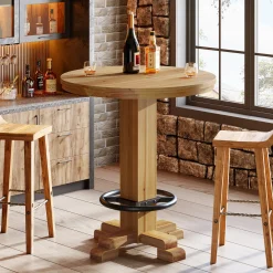 Solid Wood Round Bar Table, 37.4