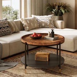 Solid Wood Round Coffee Table, 31.5