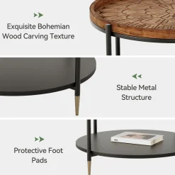Solid Wood Round Coffee Table, 31.5