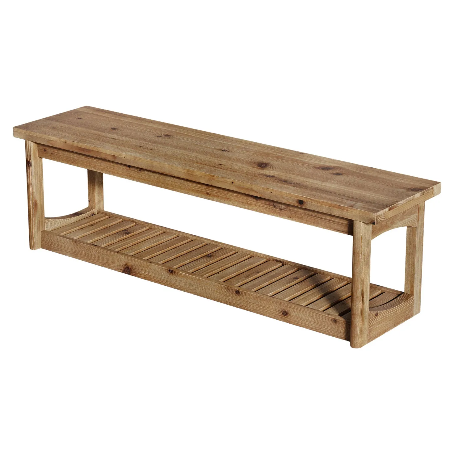 Solid Wood TV Stand, 63" Entertainment Center with Open Storage for Up to 70" TVs