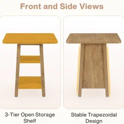 Square Bar Table with Storage, 35.4
