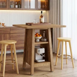 Square Bar Table with Storage, 35.4