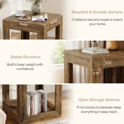 Square End Table, 19.7