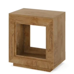 Square End Table, 2-Tier Wooden Sofa Side Table with Storage Shelf