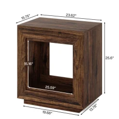 Square End Table, 2-Tier Wooden Sofa Side Table with Storage Shelf