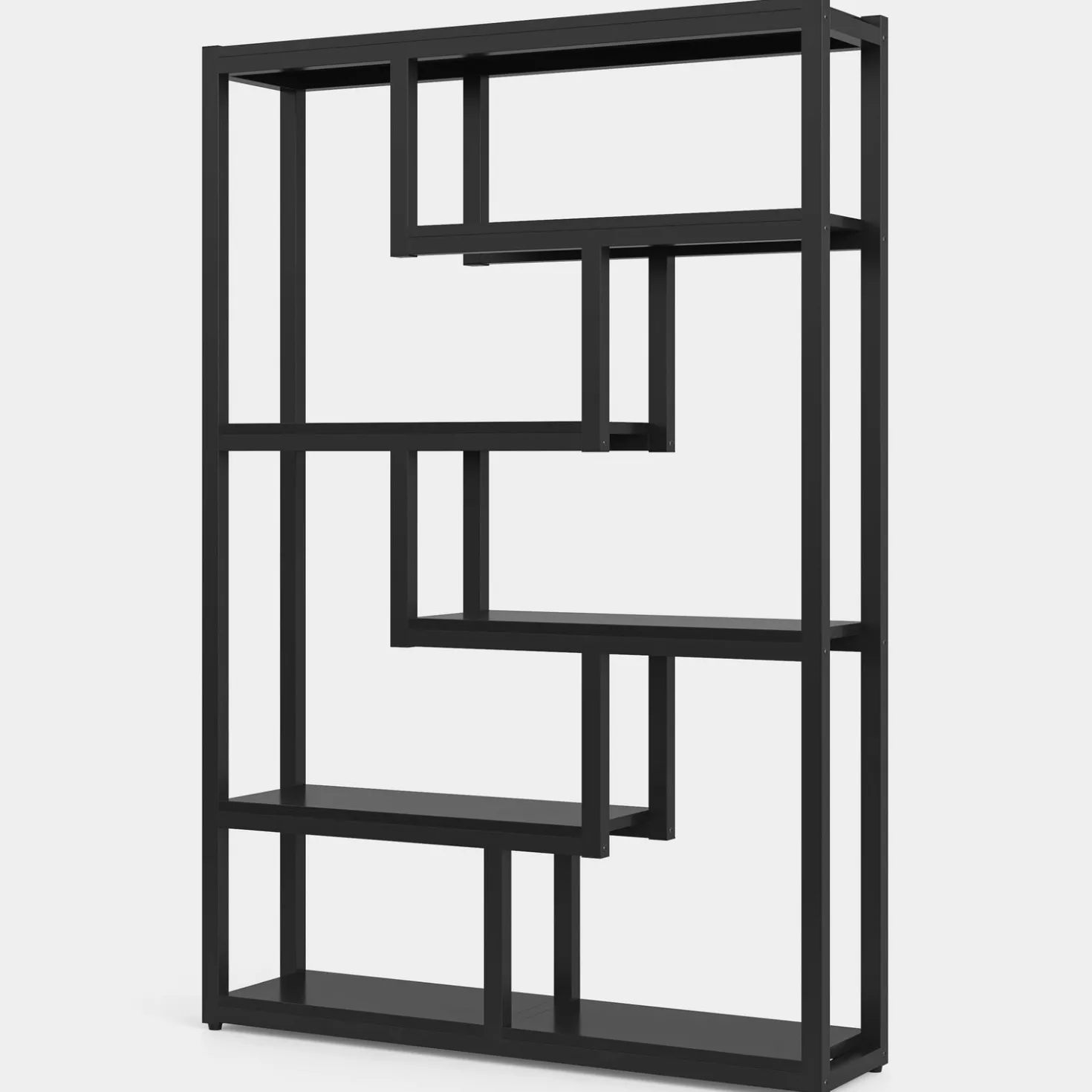 5-Tier Bookshelf, 69" Industrial Etagere Bookcase with Staggered Shelves