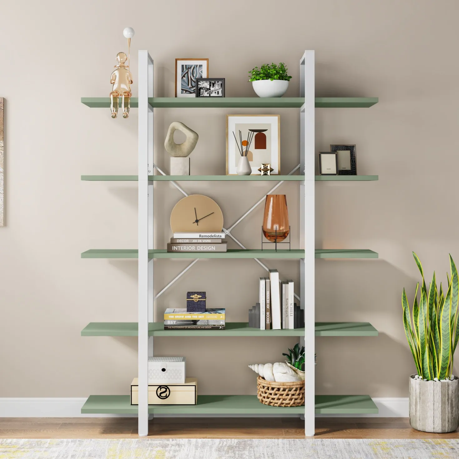 5-Tier Bookshelf, Open Etagere Bookcase Storage Display Rack