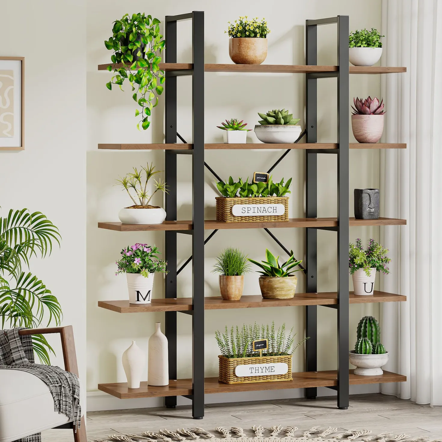 5-Tier Bookshelf, Open Etagere Bookcase Storage Display Rack