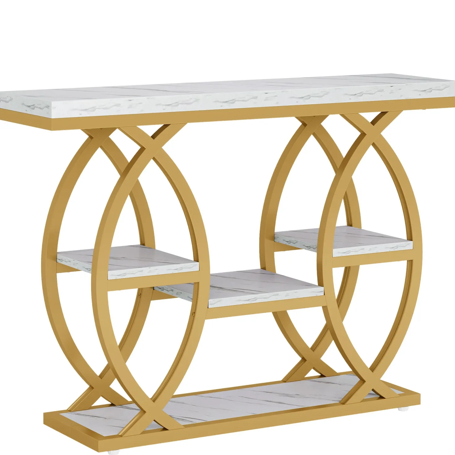 4-Tier Console Table, 39" Sofa Entryway Table with Storage Shelves