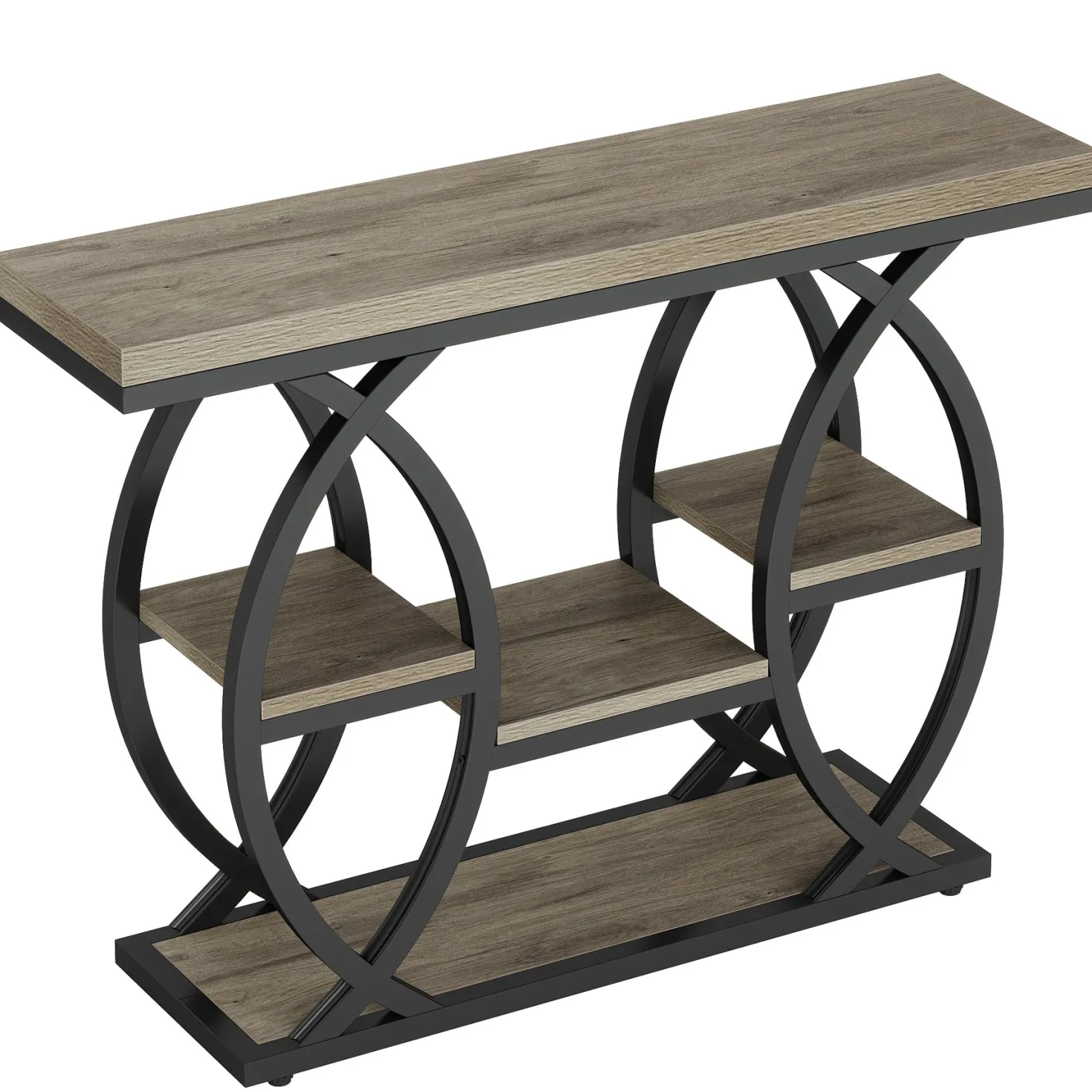 4-Tier Console Table, 39" Sofa Entryway Table with Storage Shelves