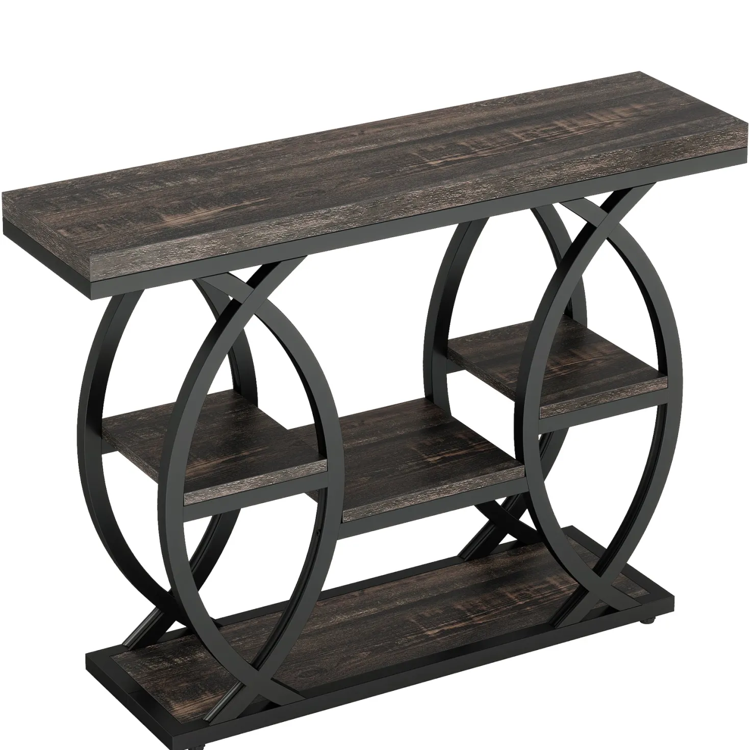 4-Tier Console Table, 39" Sofa Entryway Table with Storage Shelves