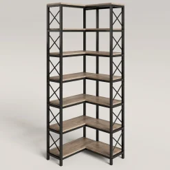 7-Tier Corner Bookshelf Corner Bookcase Storage Display Rack