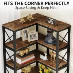 7-Tier Corner Bookshelf Corner Bookcase Storage Display Rack
