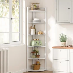 6-Tier Corner Shelf, 70.9 Inch Tall Corner Bookshelf Small Bookcase Rustic Corner Shelving Unit Storage Rack