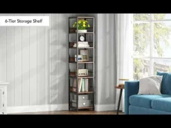 6-Tier Corner Shelf, Narrow Etagere Bookshelf Storage Rack
