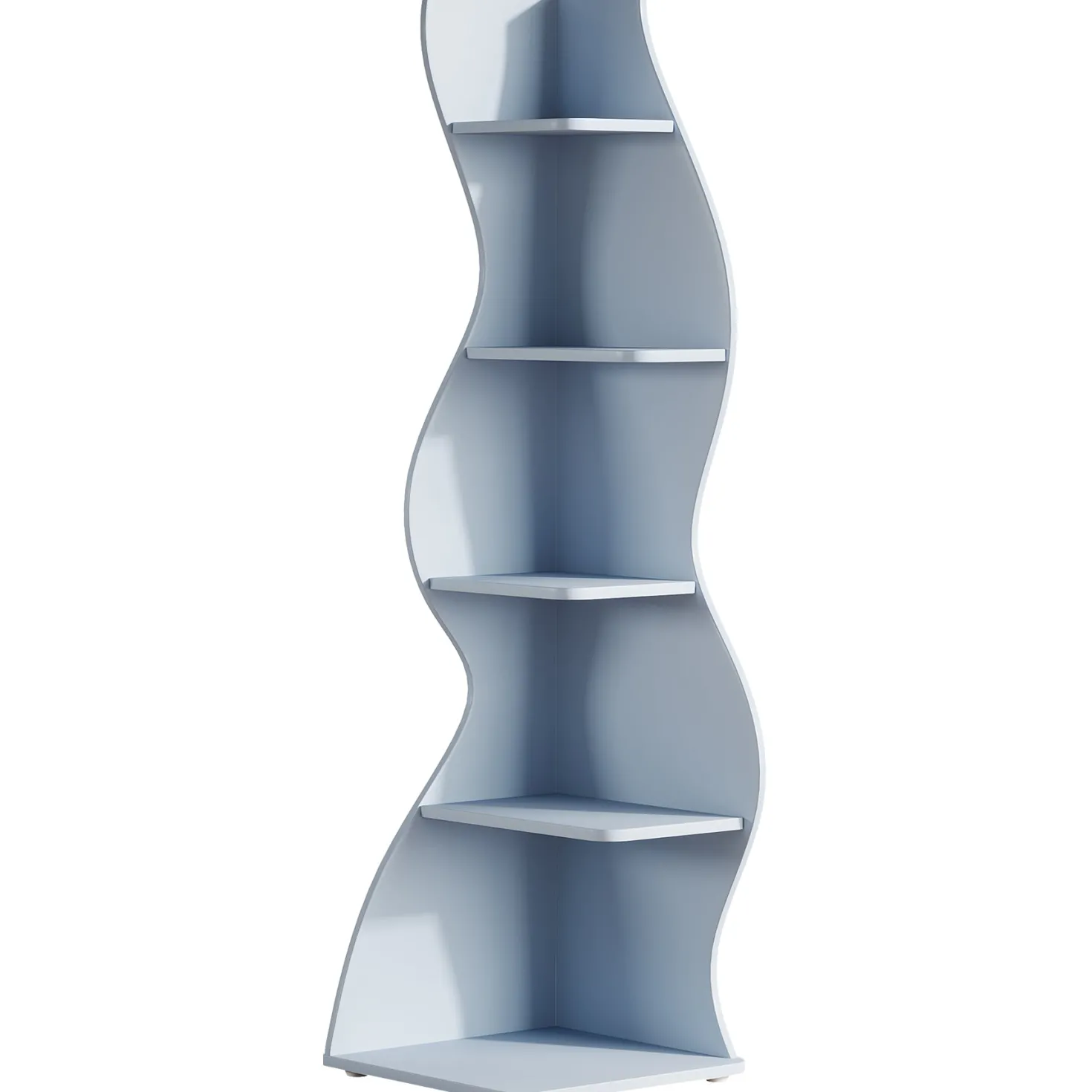 5-Tier Corner Shelf, Wavy Bookshelf Bookcase Display Rack for Home Office