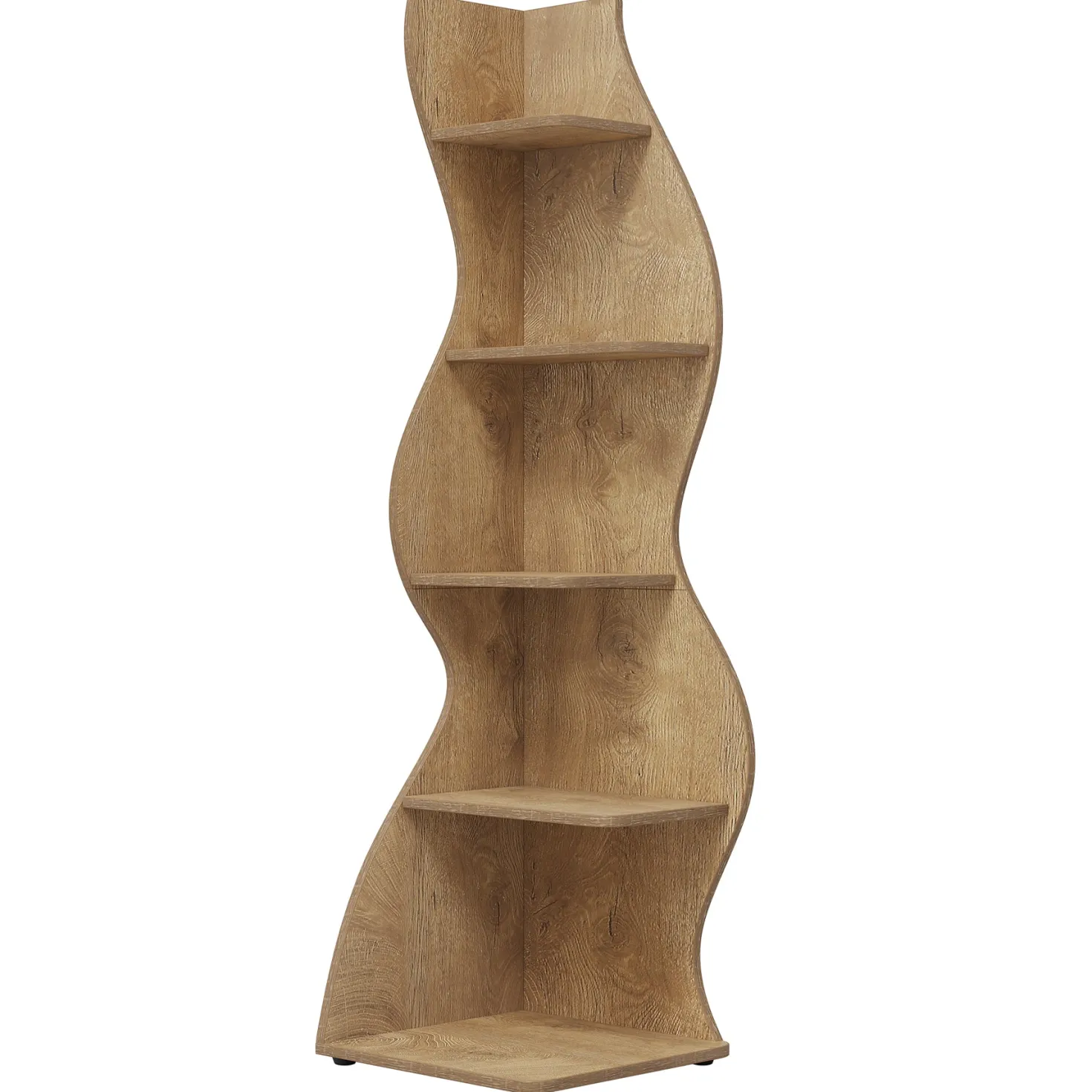 5-Tier Corner Shelf, Wavy Bookshelf Bookcase Display Rack for Home Office