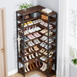 9-Tier Corner Shoe Rack, Freestanding Shoe Storage Shelf