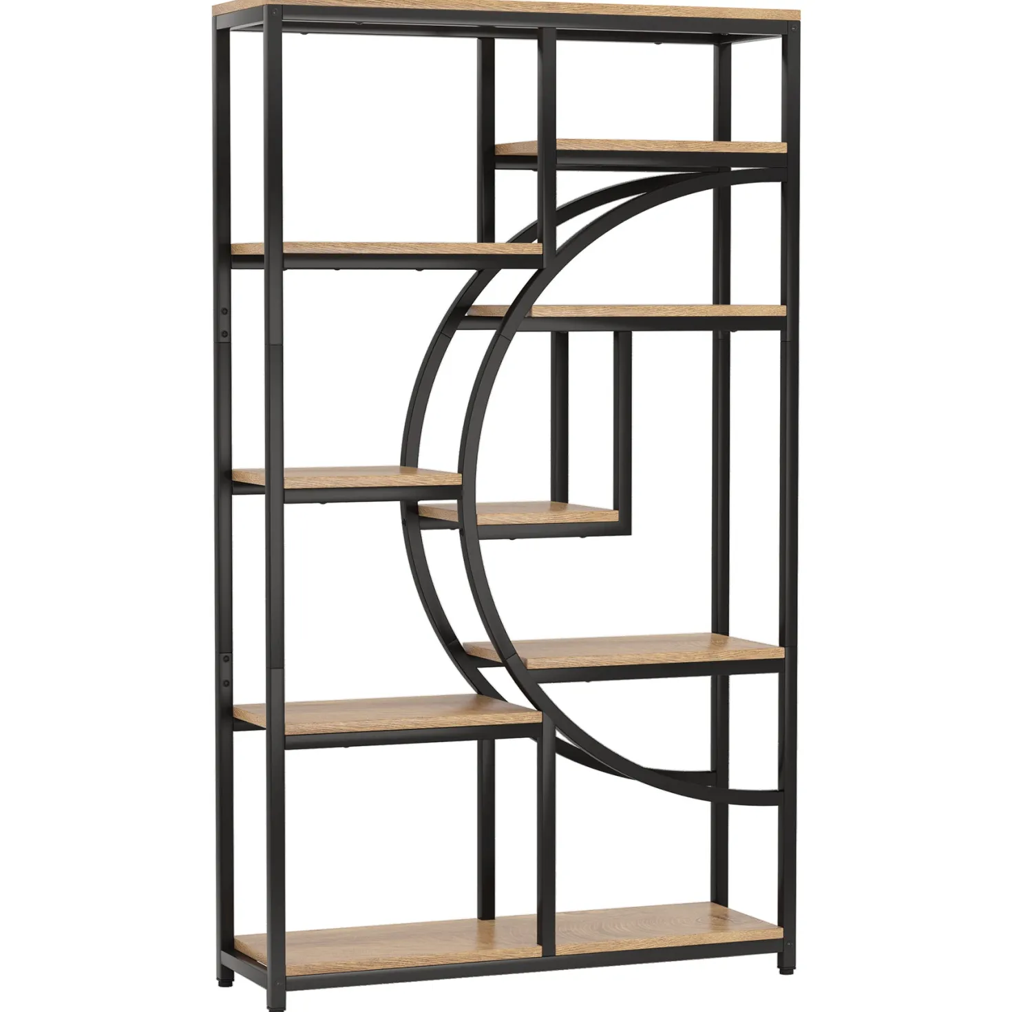 5-Tier Etagere Bookshelf, 68.9" Bookcase with 9 Open Shelves