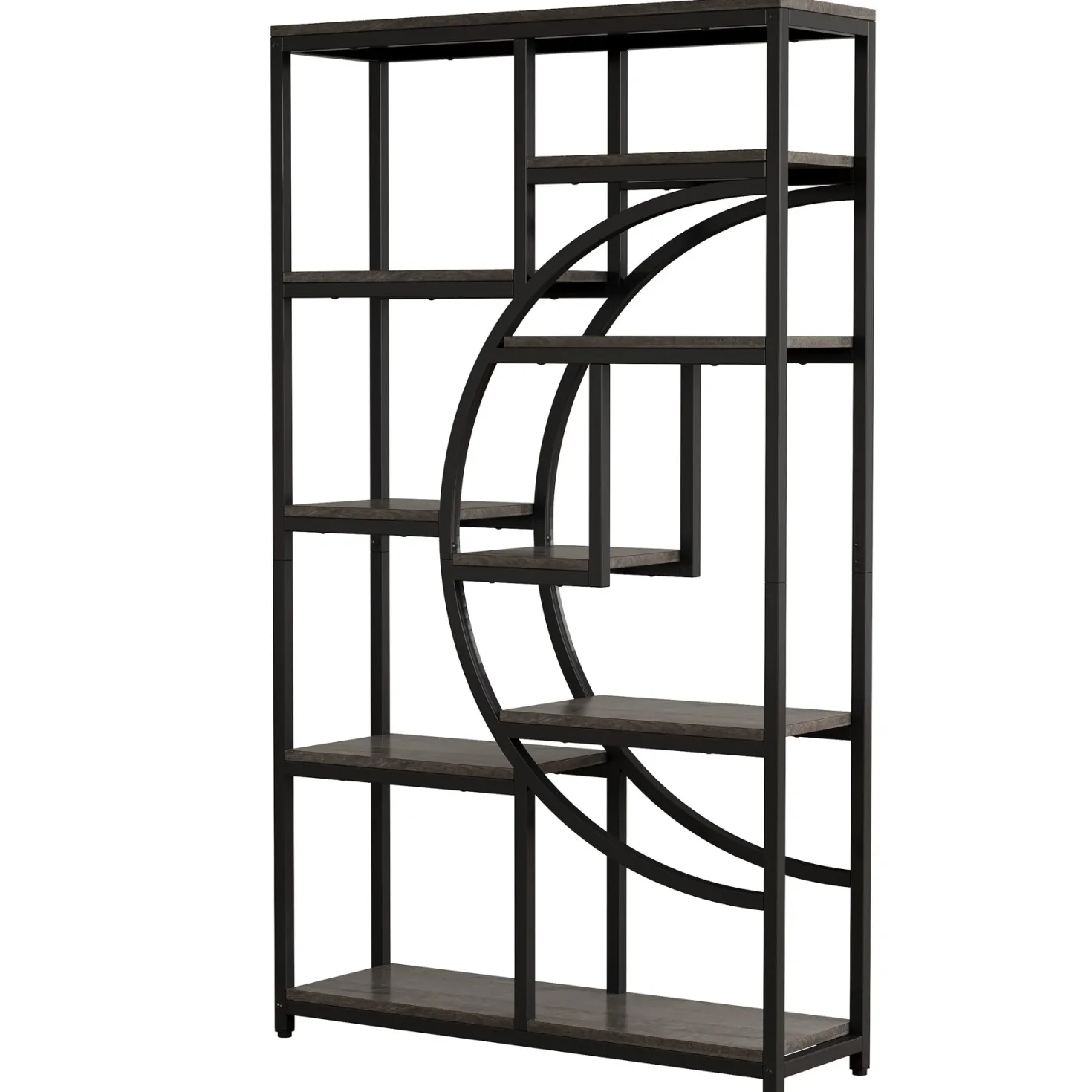 5-Tier Etagere Bookshelf, 68.9" Bookcase with 9 Open Shelves