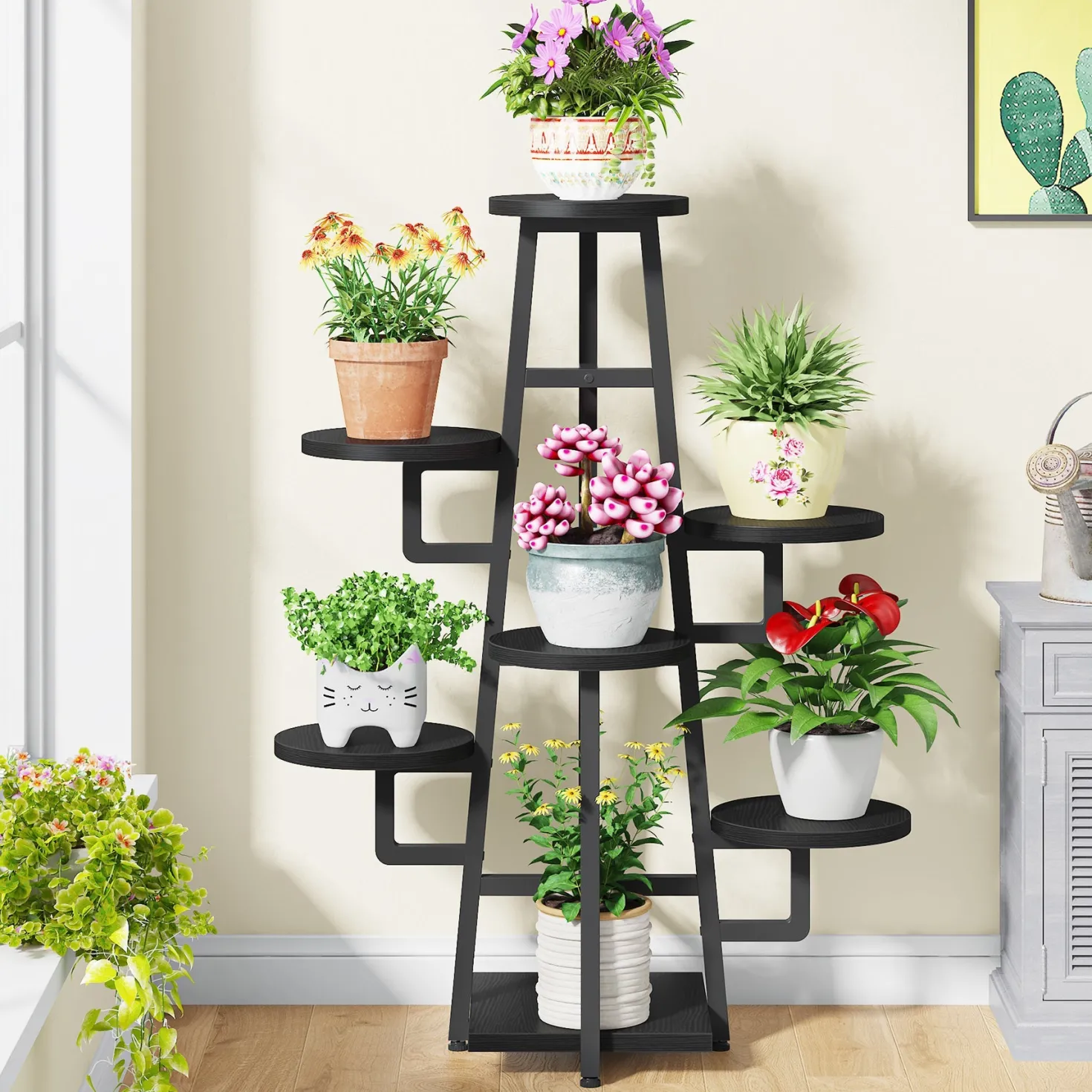 7-Tier Plant Stand, 43.3" Plant Pots Holder Rack Flower Stand
