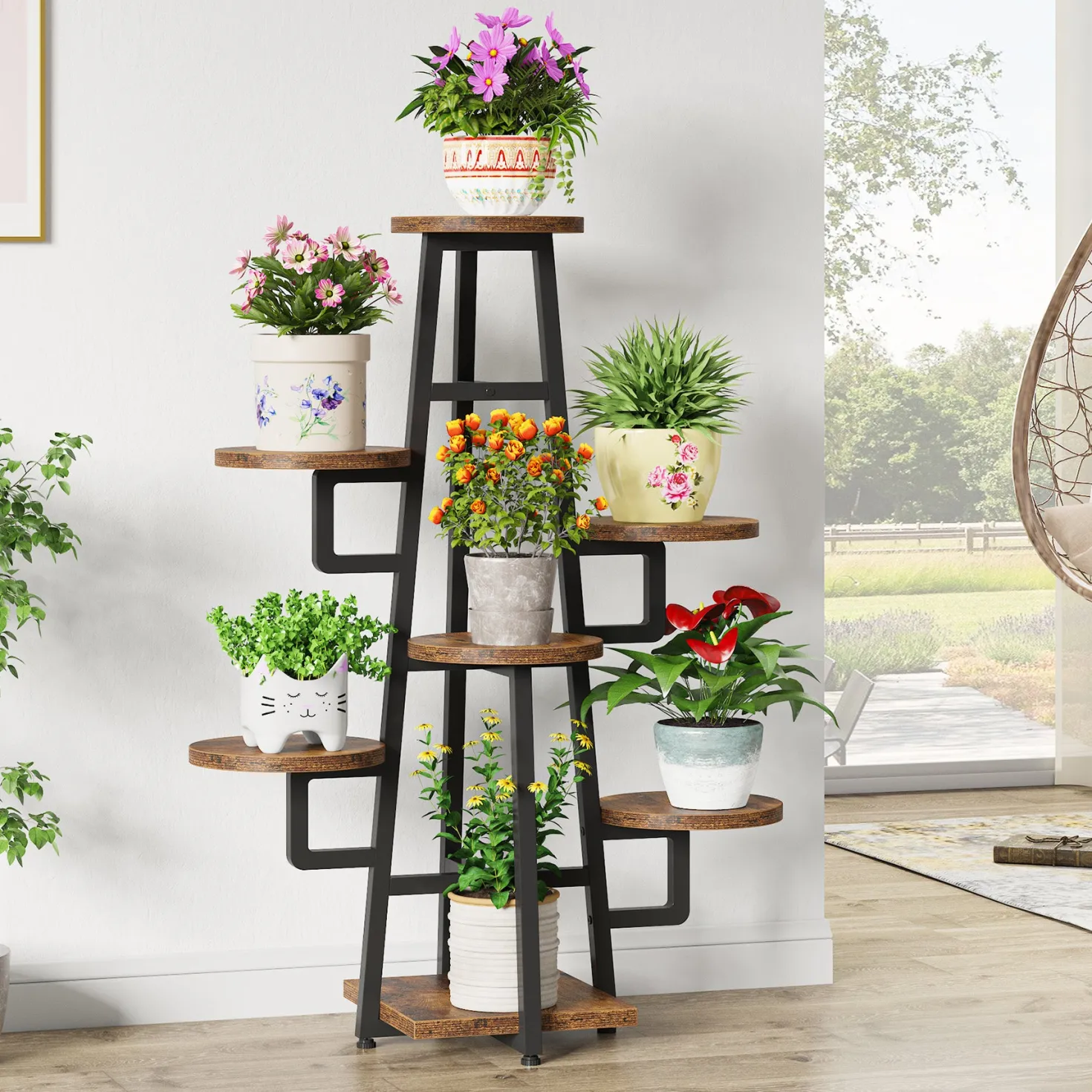 7-Tier Plant Stand, 43.3" Plant Pots Holder Rack Flower Stand