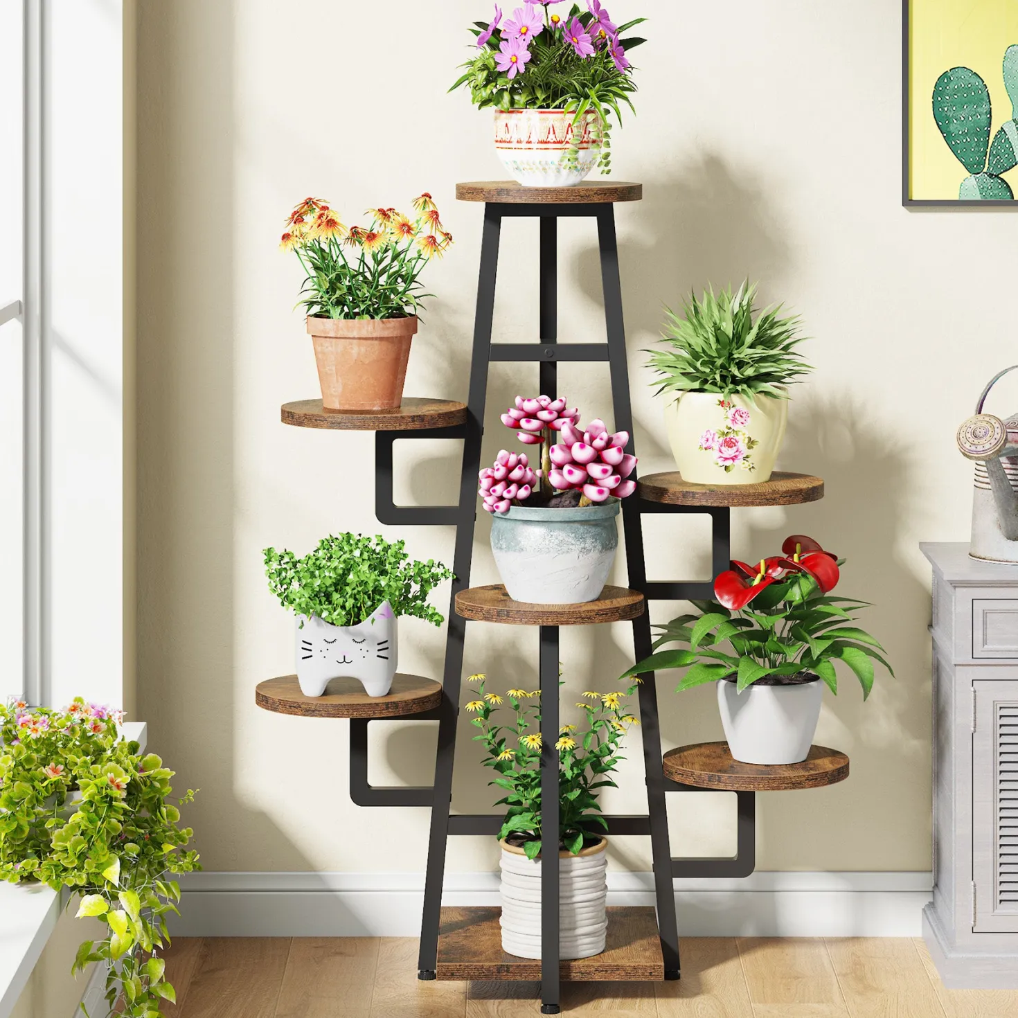 7-Tier Plant Stand, 43.3" Plant Pots Holder Rack Flower Stand