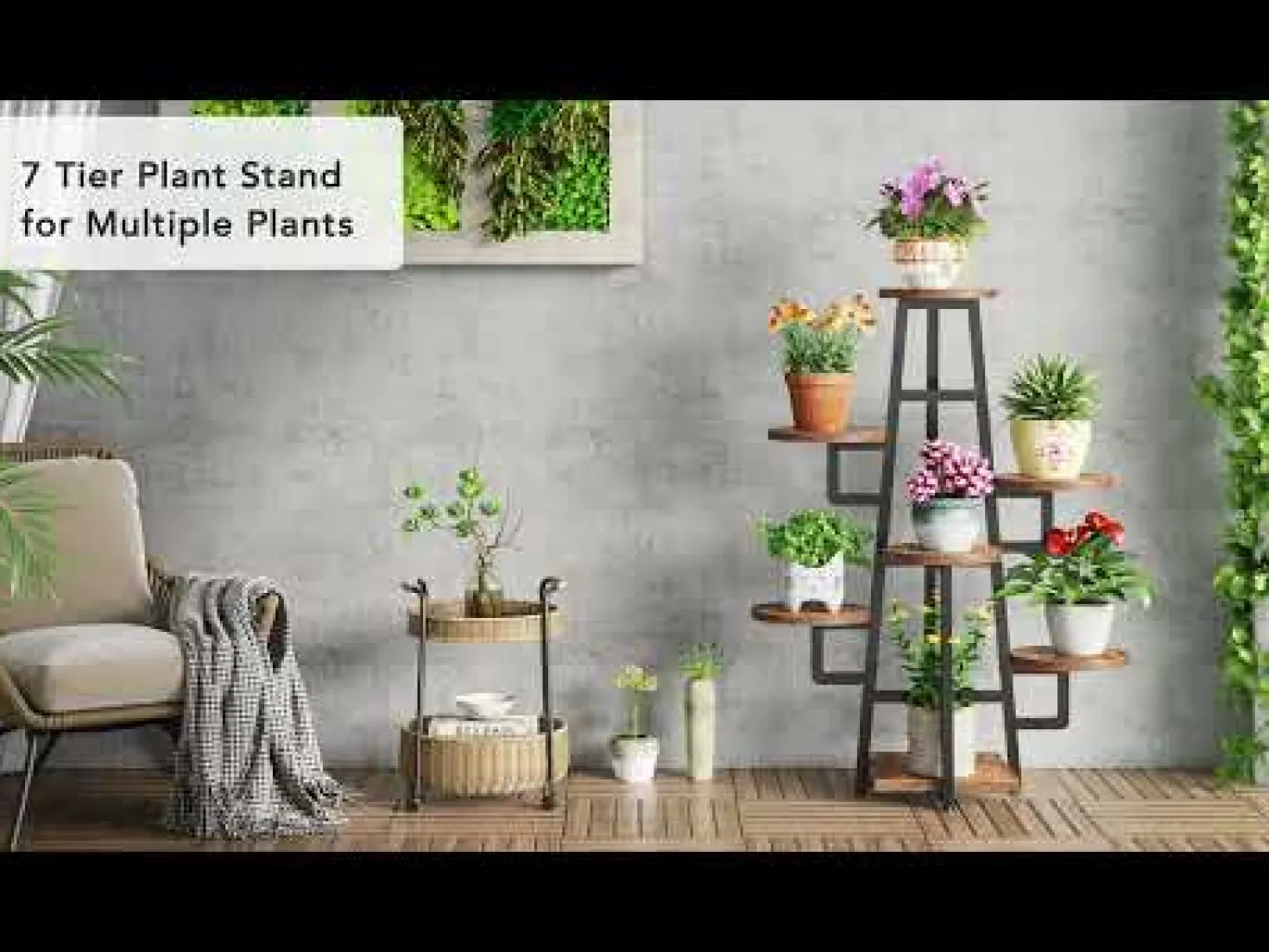 7-Tier Plant Stand, 43.3" Plant Pots Holder Rack Flower Stand