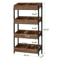 4-Tier Retail Display Rack, Wooden Snack Candy Rack Storage Shelf Organizer