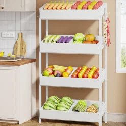 4-Tier Retail Display Rack, Wooden Snack Candy Rack Storage Shelf Organizer