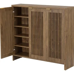 5-Tier Shoe Cabinet with Doors, Wooden Shoe Storage for 25-30 Pairs with Adjustable Shelves