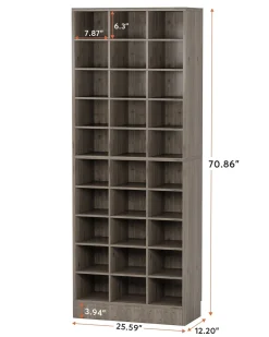 10-Tier Shoe Cabinet, Wooden Shoe Storage Rack with 30 Cubbies