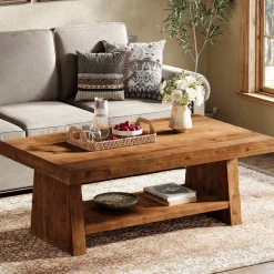 2-Tier Solid Wood Coffee Table, 47