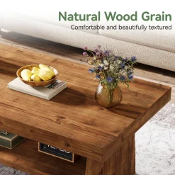 2-Tier Solid Wood Coffee Table, 47