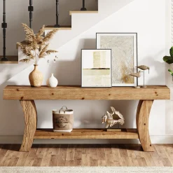 2-Tier Solid Wood Console Table, 63